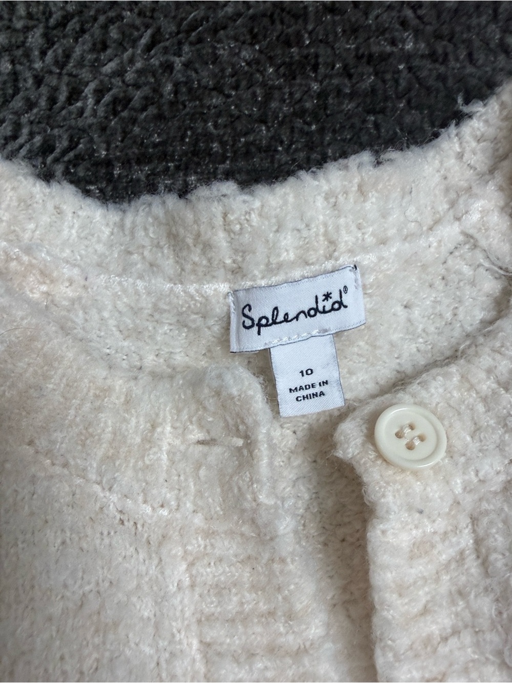 Bundle: Splendid Cream Bouclé Button-Up Cardigan for Kids and Aqua black skirt